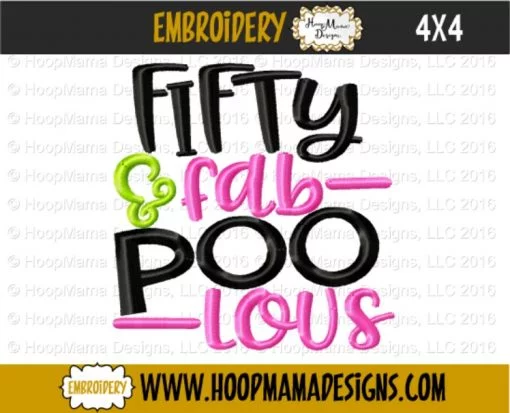Fifty And Fab-POO-Lous - Embroidery and Cutting Options - Image 2