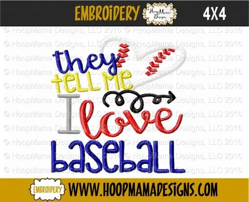 They Tell Me I Love Baseball - Embroidery and Cutting Options - Image 3