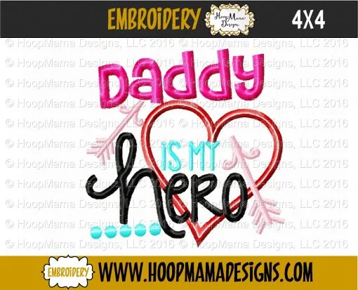 Daddy Is My Hero GIRL - Embroidery and Cutting Options - Image 3