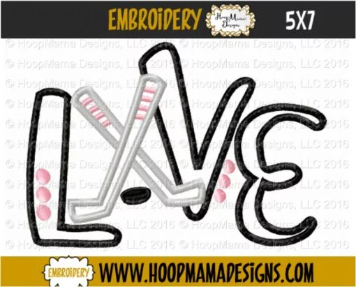 Love With Hockey Sticks - Embroidery and Cutting Option - Image 2