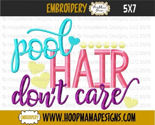Pool Hair Don't Care - Embroidery and Cutting Option - Image 2