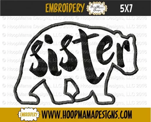 Sister Bear - Embroidery and Cutting Option - Image 2
