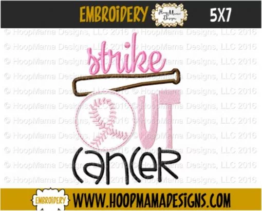 Strike Out Cancer - Embroidery and Cutting Option - Image 2