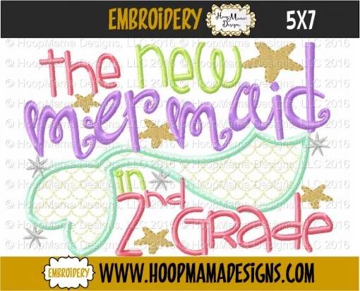 The New Mermaid In 2nd Grade - Embroidery and Cutting Option - Image 2