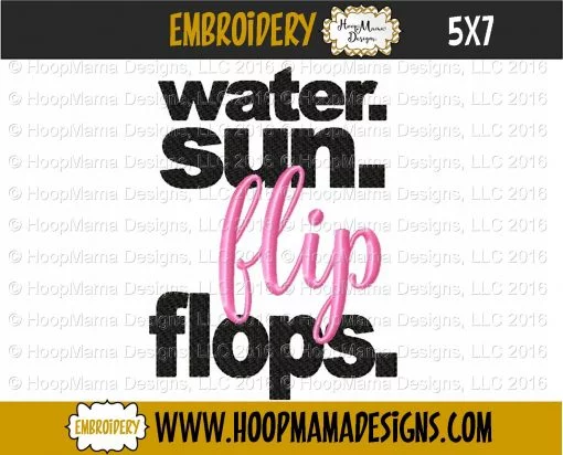 Water Sun Flip Flops - Embroidery and Cutting Option - Image 2