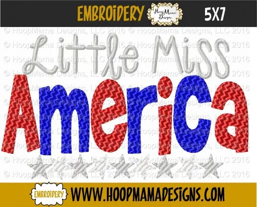 Little Miss America - Embroidery and Cutting Option - Image 2