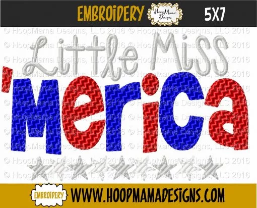 Little Miss 'Merica - Embroidery and Cutting Option - Image 2