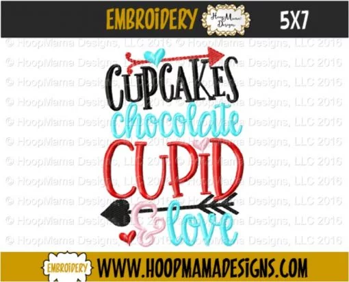 Cupcakes Chocolate Cupid And Love- Embroidery and Cutting Options - Image 2