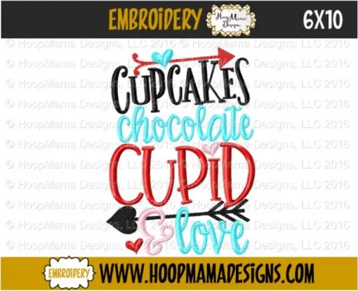 Cupcakes Chocolate Cupid And Love- Embroidery and Cutting Options - Image 3