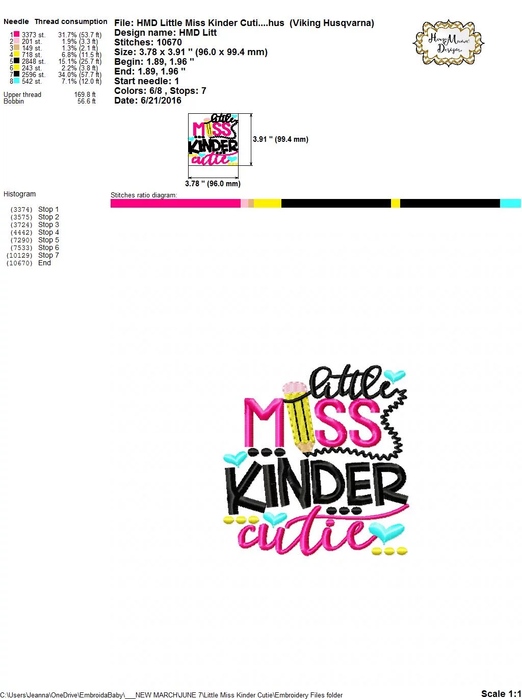 Little Miss Kinder Cutie - Embroidery and Cutting Option - Image 4