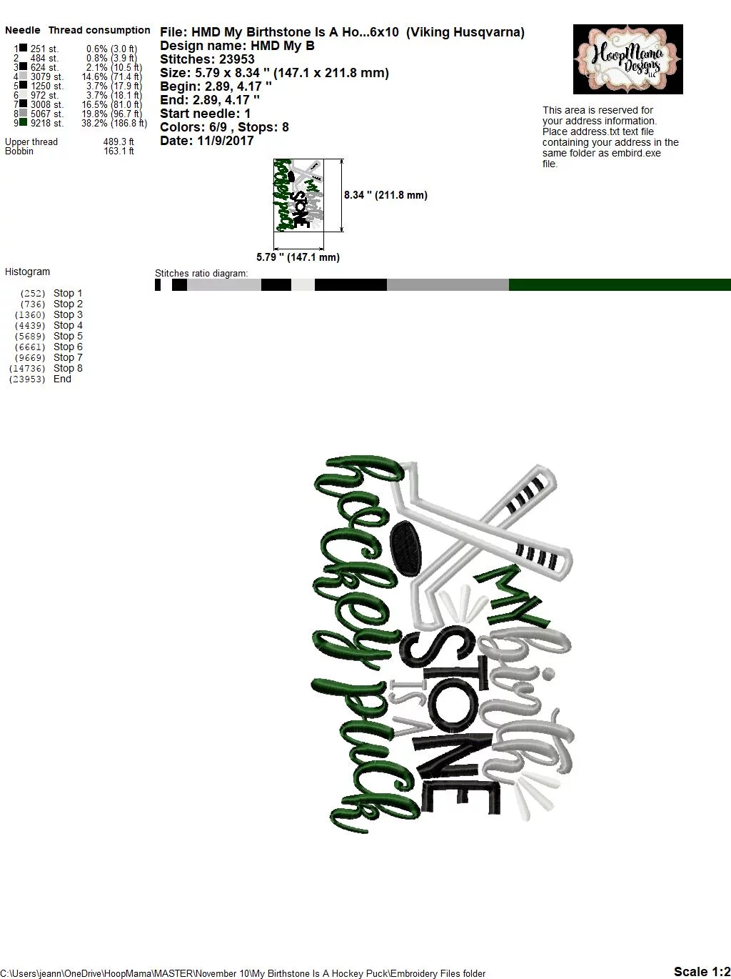 My Birthstone Is A Hockey Puck - Embroidery and Cutting Option - Image 5