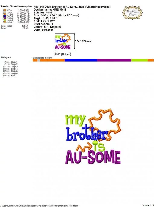 My Brother Is Au-Some - Embroidery and Cutting Option - Image 4