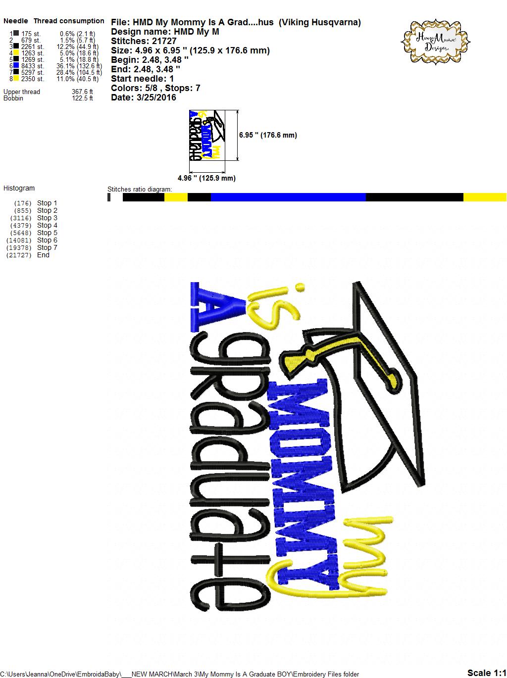 Download My Mommy Is A Graduate - Boy - Embroidery and Cutting Options - HoopMama