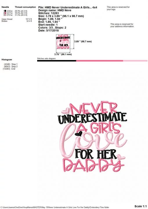 Never Underestimate A Girl's Love For Her Daddy - Embroidery and Cutting Options - Image 4
