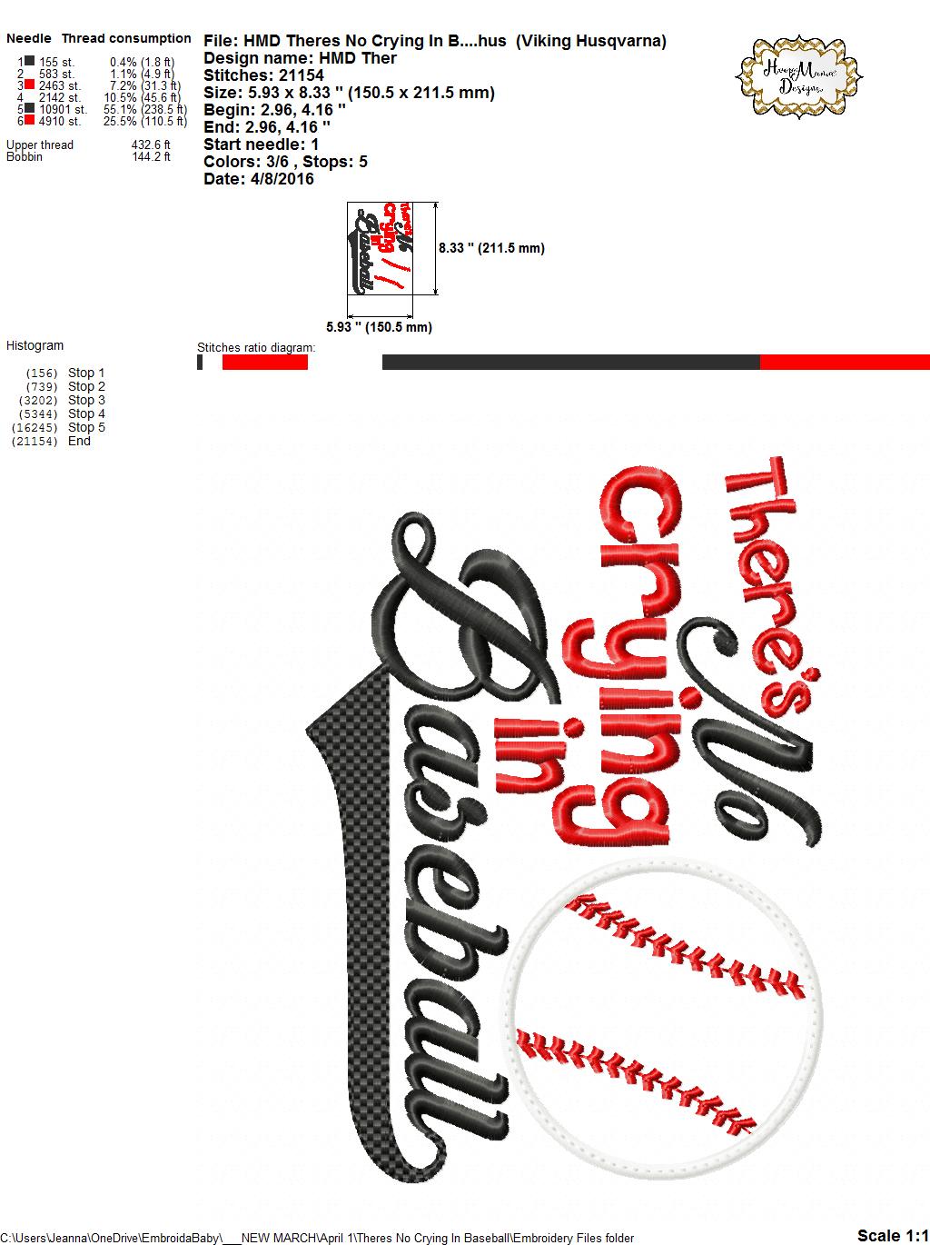 There S No Crying In Baseball Embroidery And Cutting Options Hoopmama