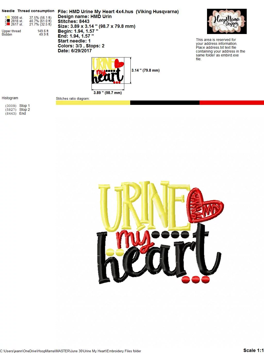Urine My Heart - Embroidery and Cutting Option - Image 4