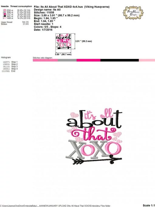 It's All About That XOXO - Embroidery and Cutting Option - Image 5