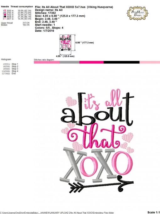 It's All About That XOXO - Embroidery and Cutting Option - Image 6