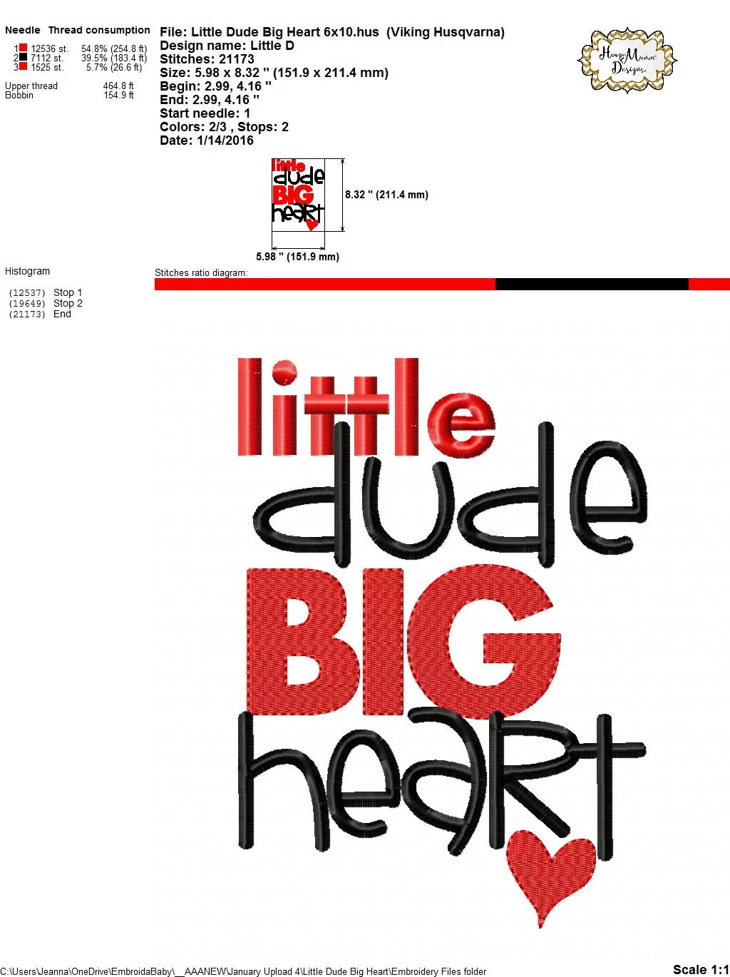 Little Dude Big Heart - Embroidery and Cutting Option - Image 6