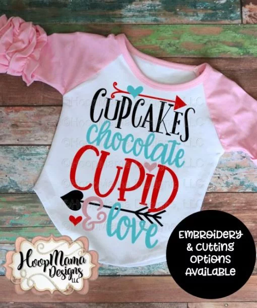 Cupcakes Chocolate Cupid And Love- Embroidery and Cutting Options