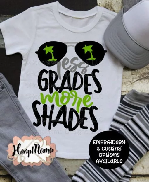 Less Grades More Shades - Embroidery and Cutting Options