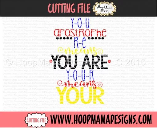 Y-O-U Apostrophe R-E Means You Are - Embroidery and Cutting Option - Image 3