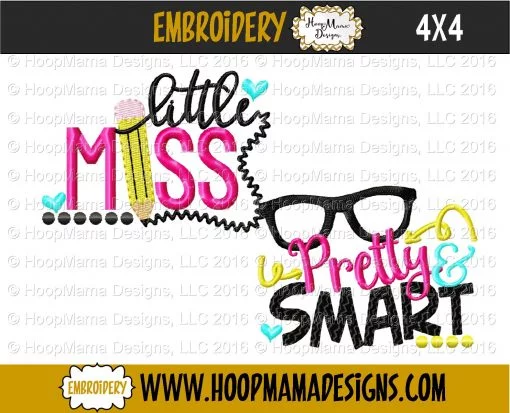 Little Miss Pretty And Smart - Embroidery and Cutting Options - Image 3