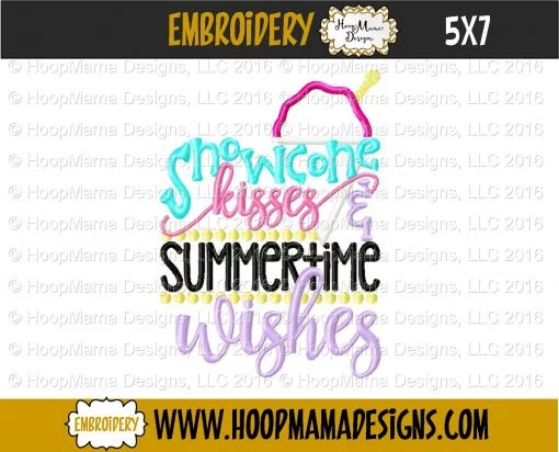 Snowcone Kisses And Summertime Wishes - Embroidery and Cutting Options - Image 2