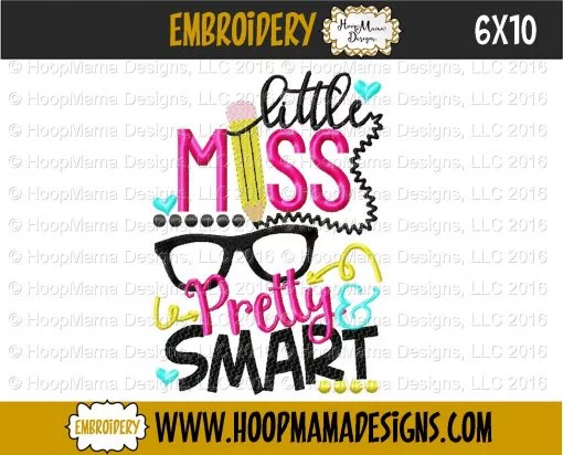 Little Miss Pretty And Smart - Embroidery and Cutting Options - Image 6
