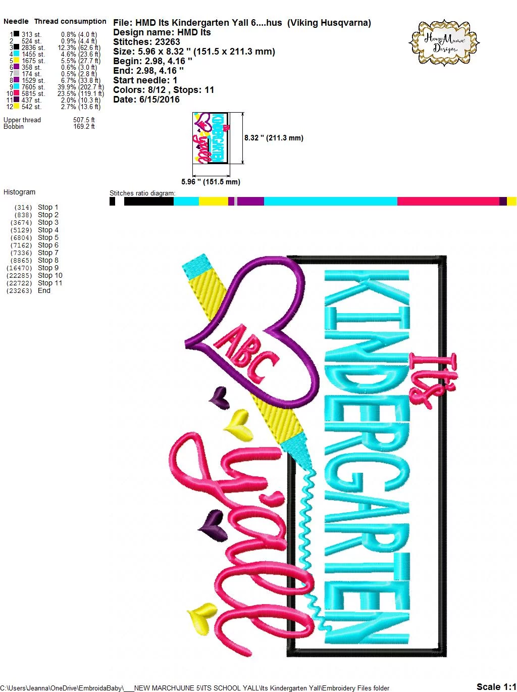 It's Kindergarten Y'all - Embroidery and Cutting Options - Image 8