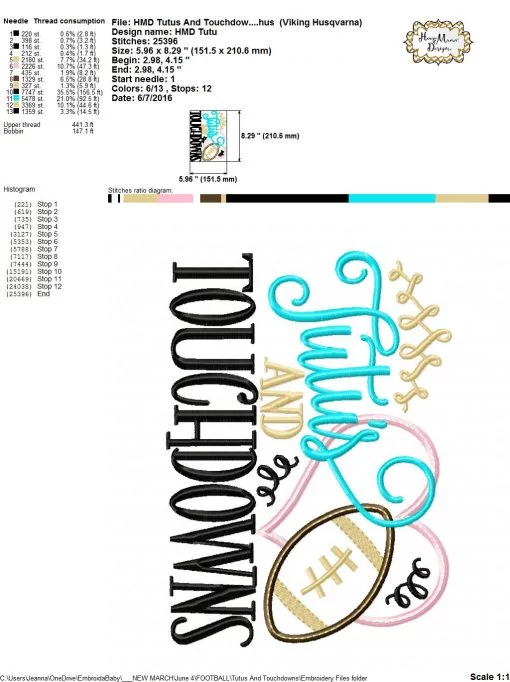 Tutus And Touchdowns - Embroidery and Cutting Options - Image 8