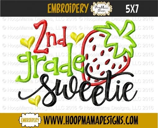 2nd Grade Sweetie - Embroidery and Cutting Options - Image 2