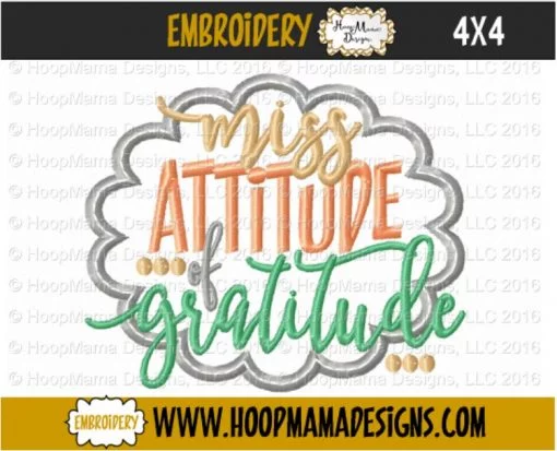 Miss Attitude Of Gratitude - Embroidery and Cutting Options - Image 3