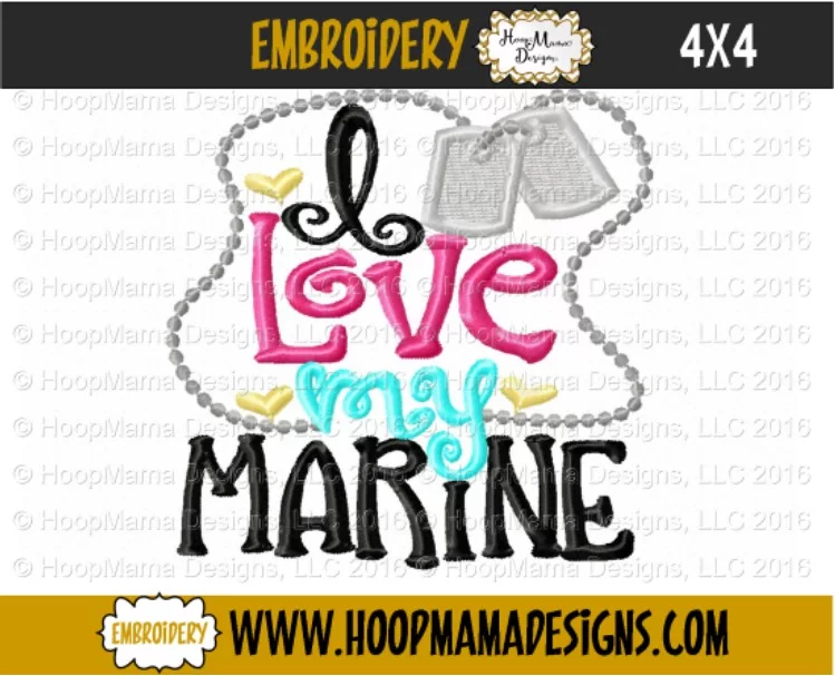 I Love My Marine - Embroidery and Cutting Options - Image 3