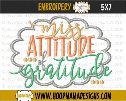 Miss Attitude Of Gratitude - Embroidery and Cutting Options - Image 2