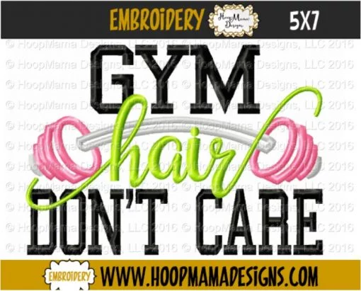 Gym Hair Don't Care - Embroidery and Cutting Options - Image 2