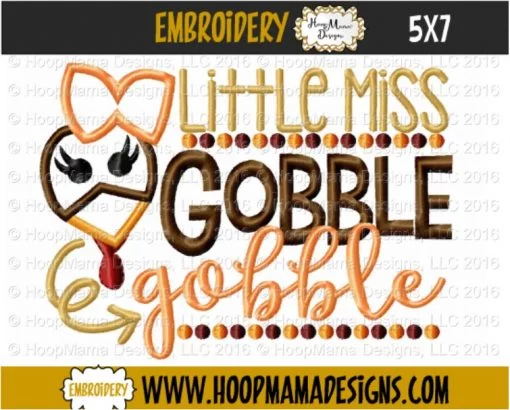 Little Miss Gobble Gobble - Embroidery and Cutting Options - Image 2