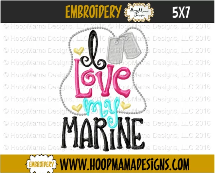 I Love My Marine - Embroidery and Cutting Options - Image 2