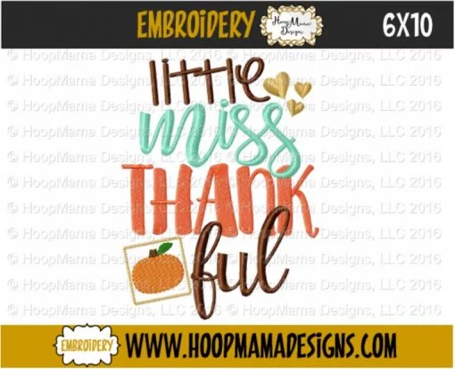 Little Miss Thankful - Embroidery and Cutting Options - Image 4