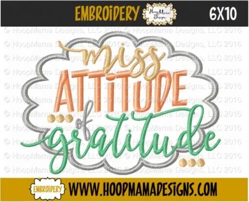 Miss Attitude Of Gratitude - Embroidery and Cutting Options - Image 4