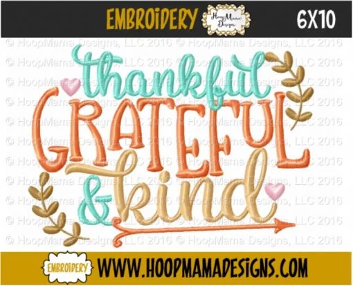 Thankful Grateful And Kind - Embroidery and Cutting Options - Image 4