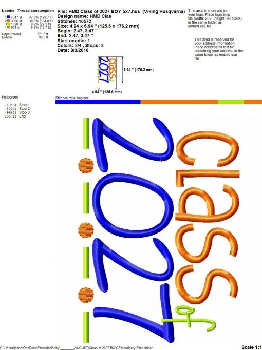 Class Of 2027 BOY - Embroidery and Cutting Options - Image 7