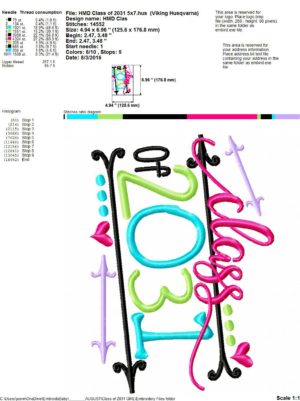 Download Class Of 2031 GIRL - Embroidery and Cutting Options - HoopMama