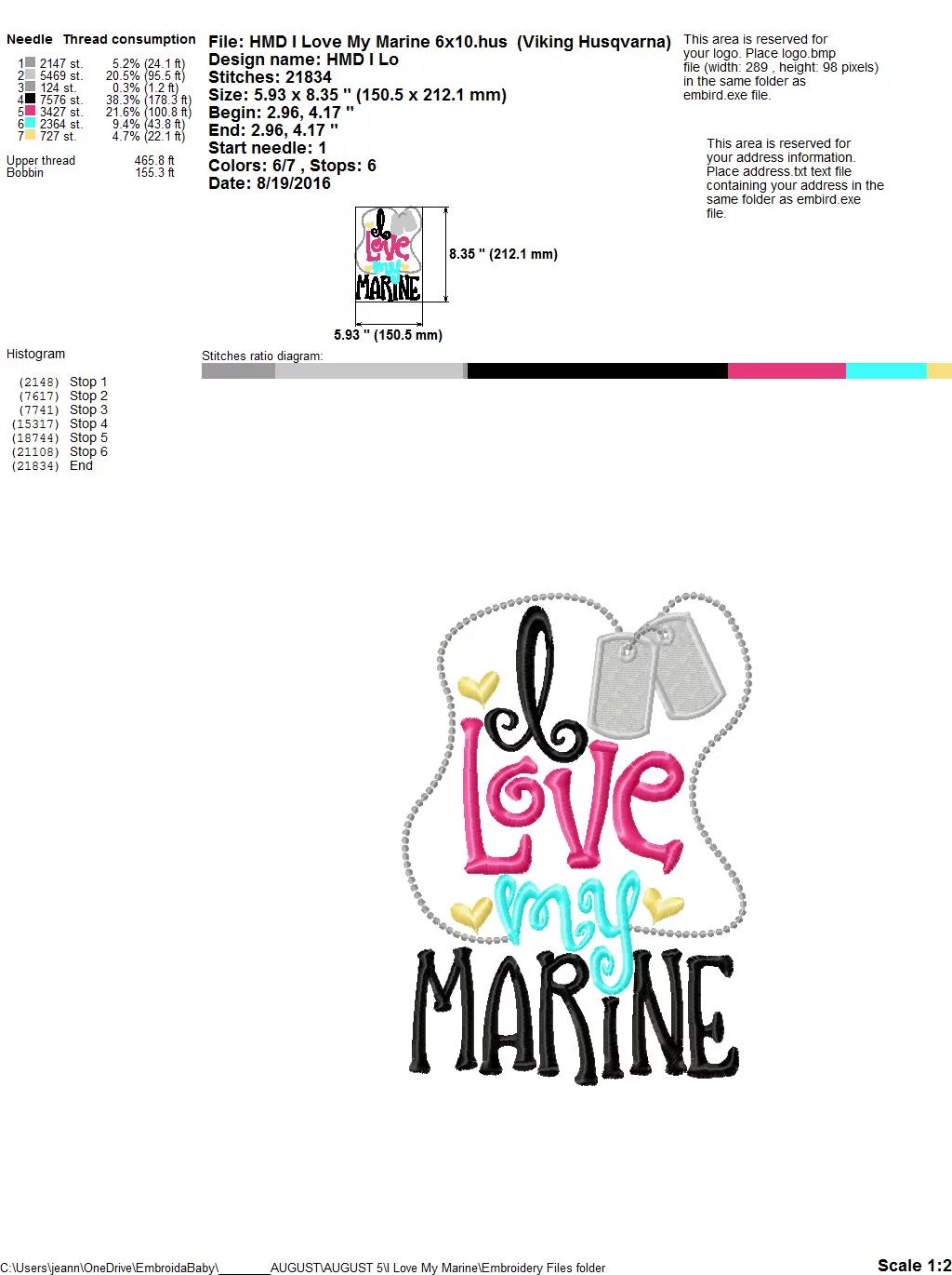 I Love My Marine - Embroidery and Cutting Options - Image 8