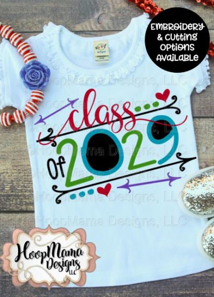 Class Of 2029 GIRL - Embroidery and Cutting Options - HoopMama