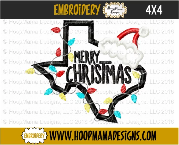 Merry Christmas - TEXAS - Embroidery and Cutting Options - Image 3
