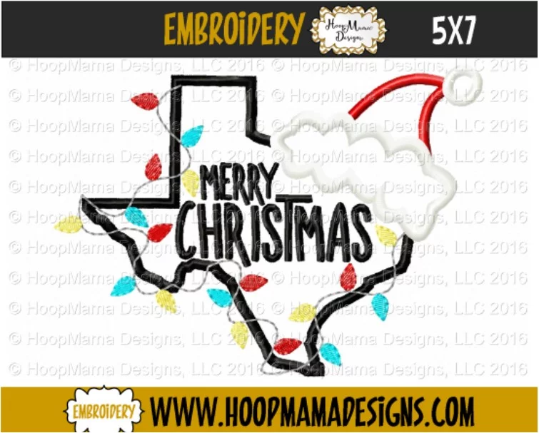 Merry Christmas - TEXAS - Embroidery and Cutting Options - Image 2