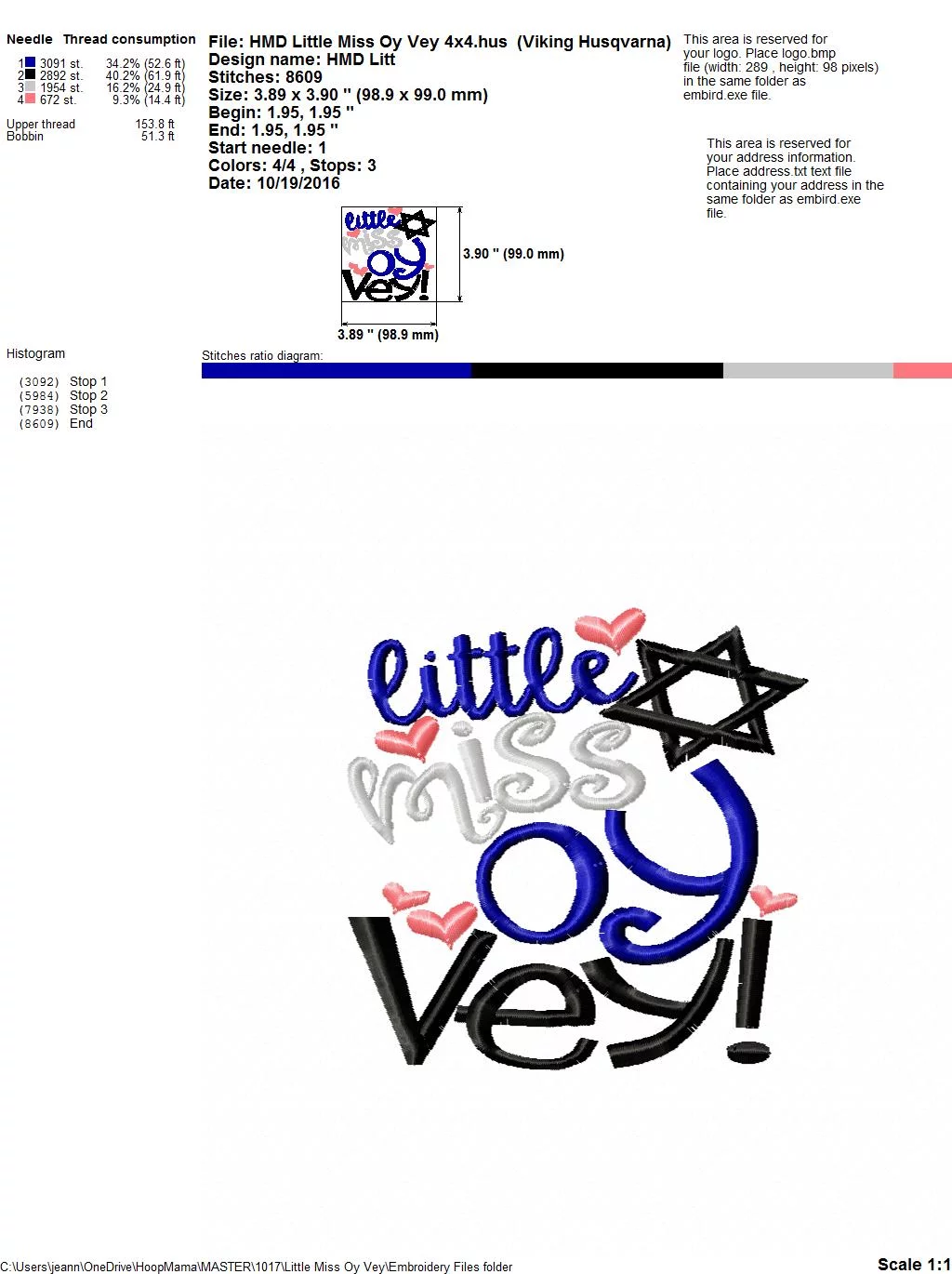 Little Miss Oy Vey - Embroidery and Cutting Options - Image 6