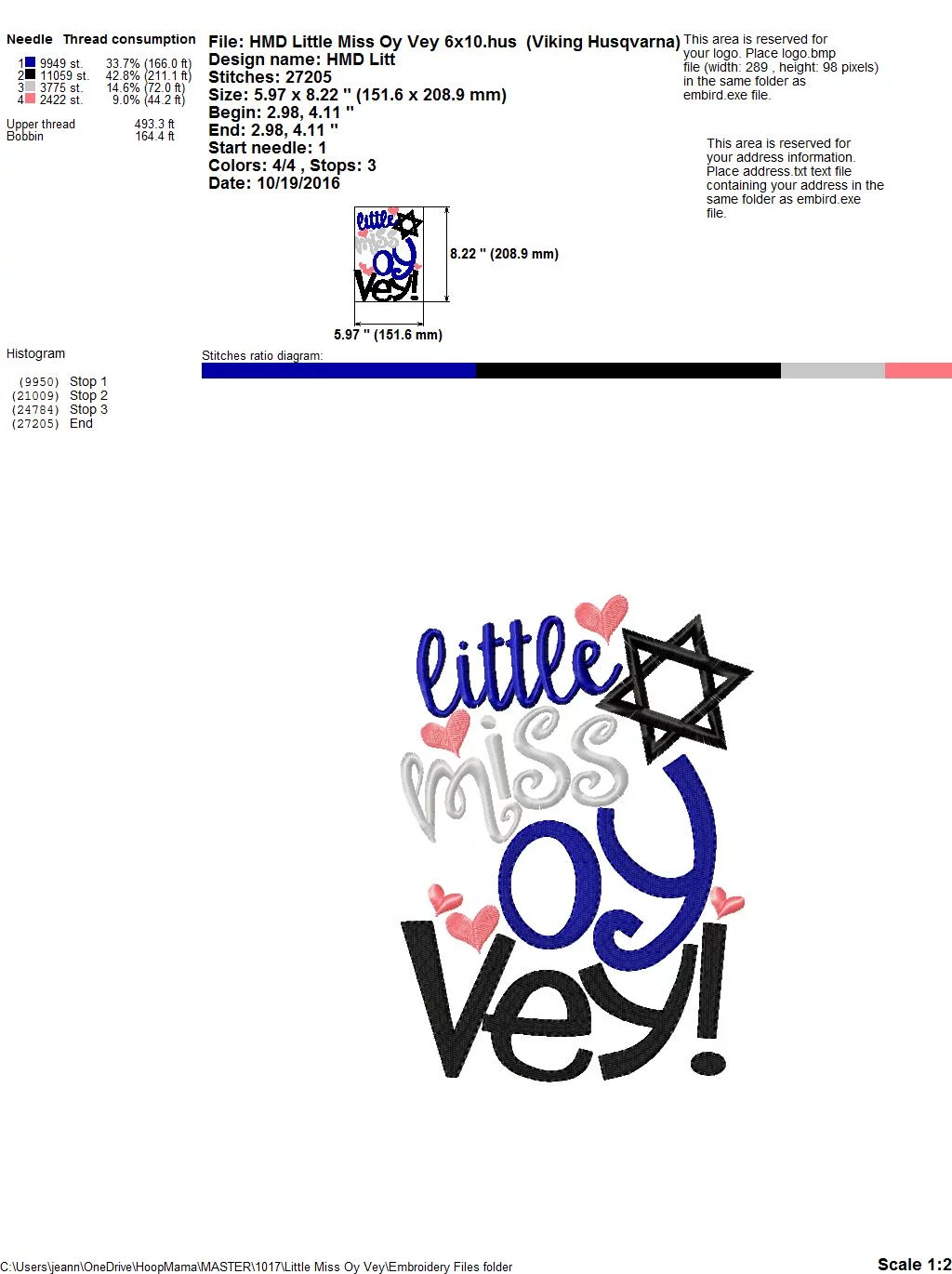 Little Miss Oy Vey - Embroidery and Cutting Options - Image 8