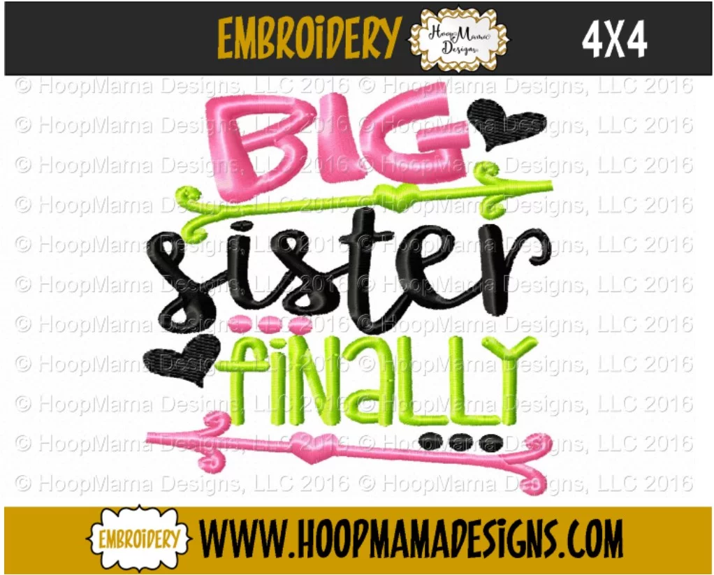 Big Sister Finally - Embroidery and Cutting Options - Image 3